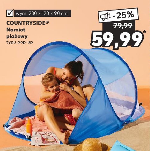 Namiot plażowy typu pop-up 200 x 120 x 90 cm K-classic countryside promocja