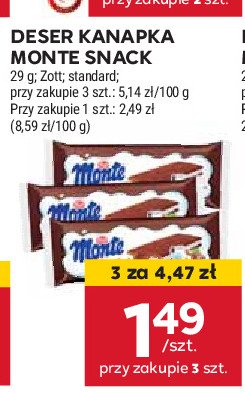 Zott Monte Snack - baton mleczny promocja