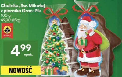 Choinka, Św. Mikołaj z piernika Gran-Pik 100g promocja w Delikatesy Centrum