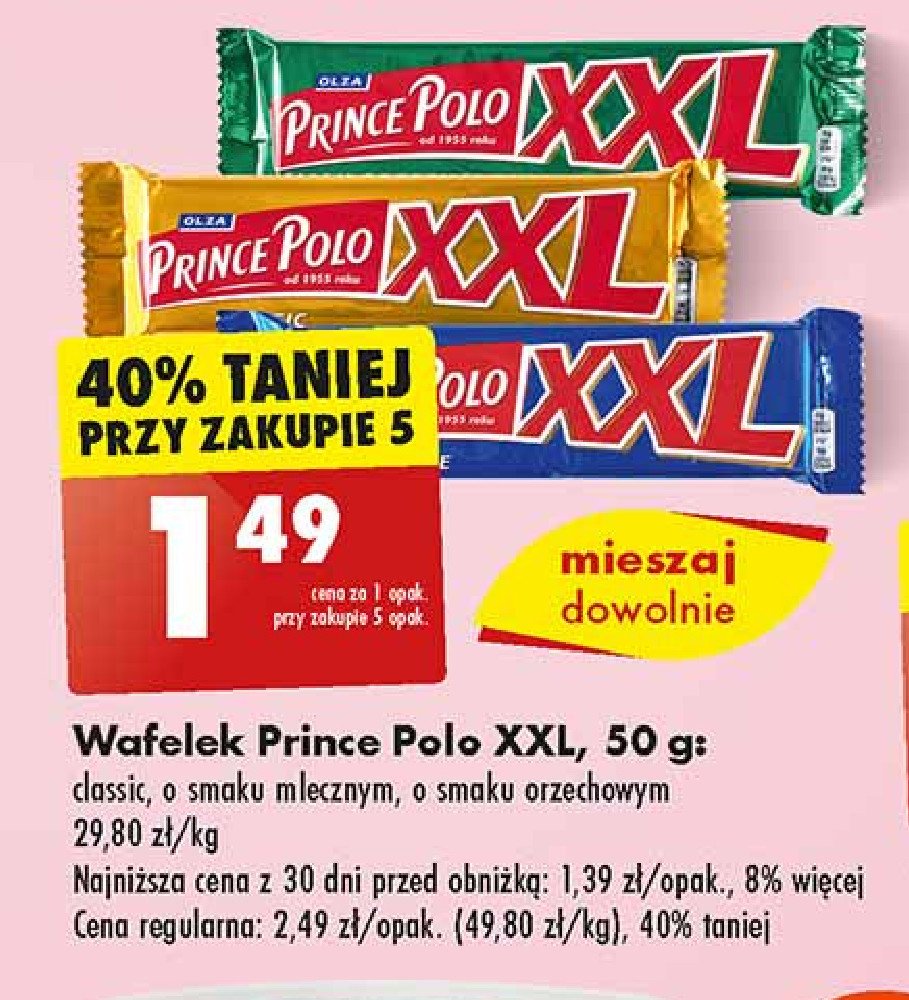 Wafelek mleczny Prince polo xxl promocja