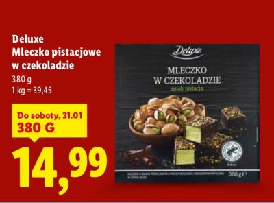 Mleczko pistacjowe Deluxe w czekoladzie promocja w Lidl