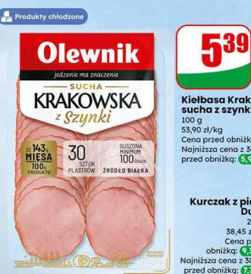 Kiełbasa Krakowska sucha z szynki  promocja w Dino