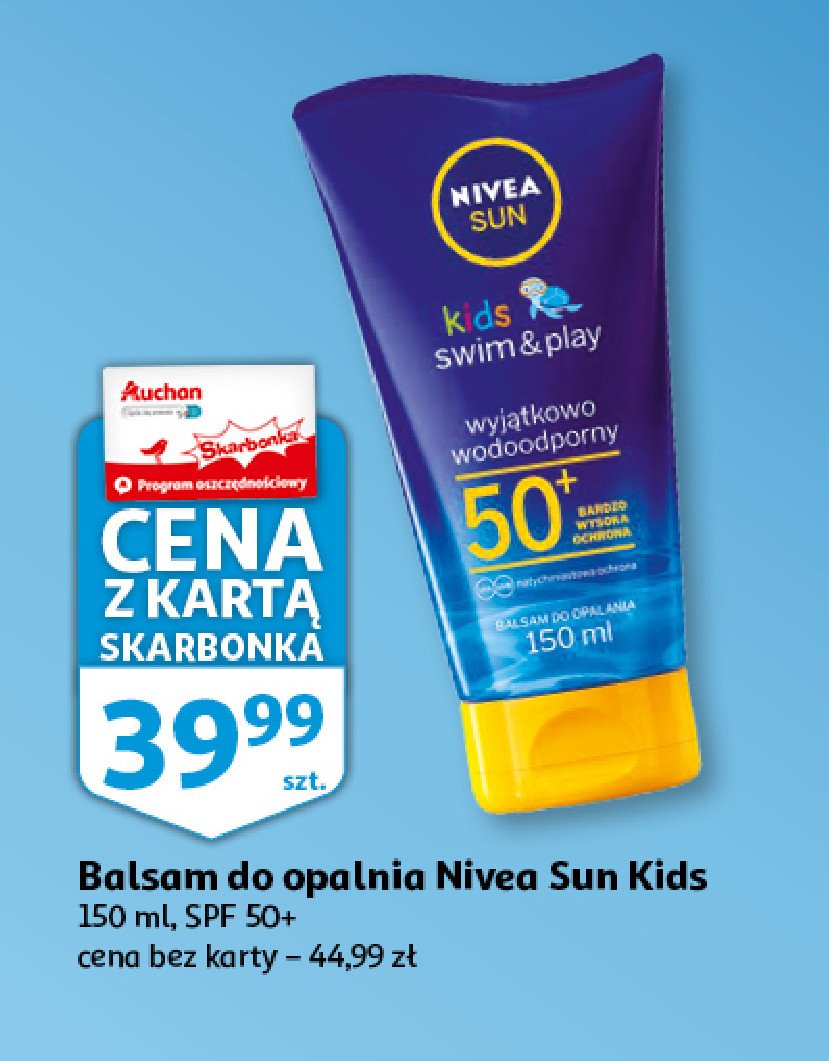 Balsam ochronny na słońce swim & play spf 50+ Nivea sun kids promocja