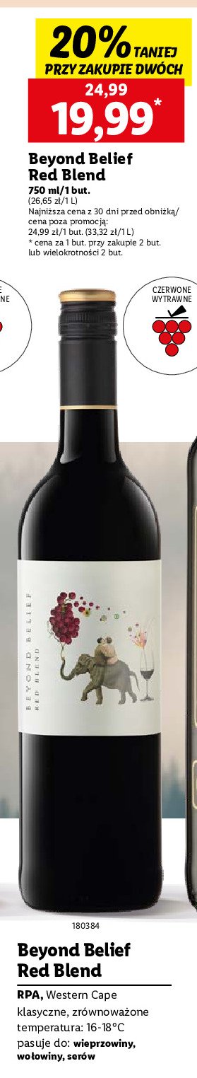 Wino Beyond belief red blend promocja w Lidl