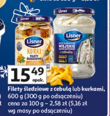 Filety śledziowe z cebuli lub burkami Lisner promocja w Auchan