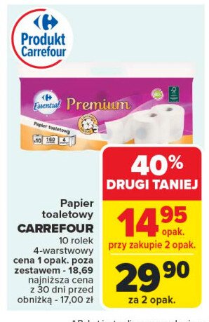 Papier toaletowy premium Carrefour essential promocja w Carrefour Market