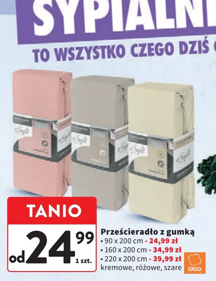 Prześcieradło z gumką 220 x 200 cm promocja w Intermarche