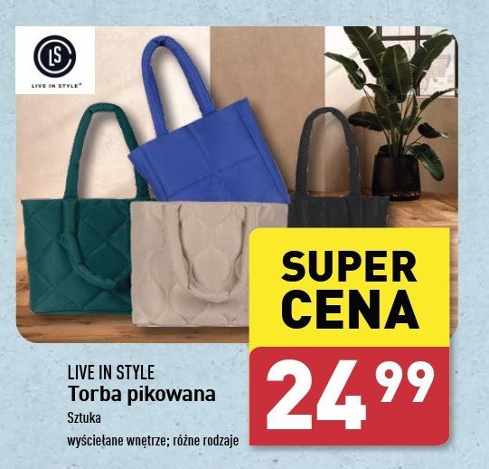 Torba pikowana Live in style promocja w Aldi