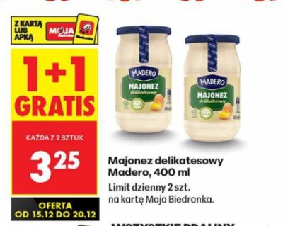 Majonez delikatesowy Madero 400 ml promocja w Biedronka