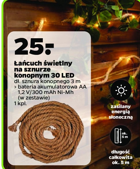 艁a艅cuch 艣wietlny na sznurze konopnym promocja