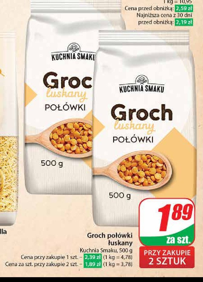 Groch łuskany połówki Kuchnia smaku promocja