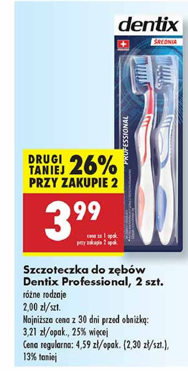 Szczoteczka do zębów professional średnia Dentix promocja w Biedronka