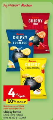 Chipsy Kettle Auchan 125 g, różne rodzaje promocja w Auchan