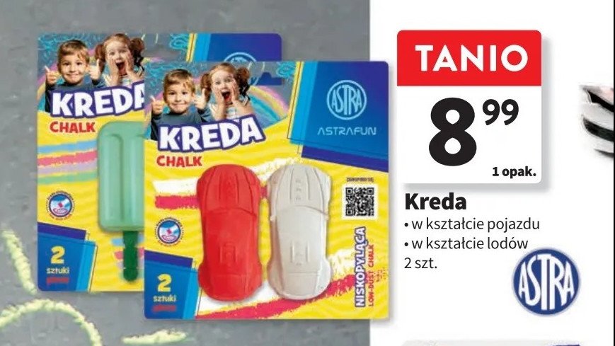 Kreda w kształcie pojazdu Astra promocja