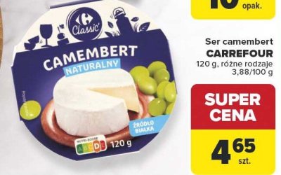 Ser camembert CARREFOUR naturalny 120g różne rodzaje promocja w Carrefour Market