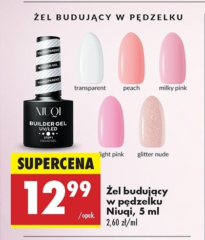 Żel budujący light pink Niuqi promocja w Biedronka