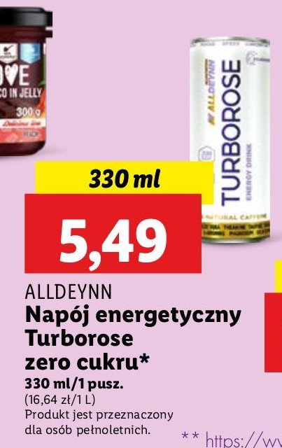 Napój turborose zero cukru Alldeynn promocja