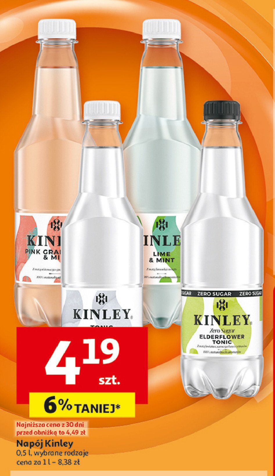 Napój pink grapefruit & mint Kinley promocja w Auchan