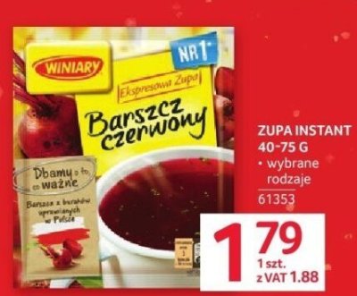 Barszcz czerwony instant Winiary 40-75 g promocja w Selgros
