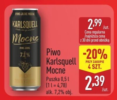 Piwo Karlsquell Mocne promocja w Aldi