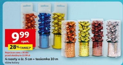 4 rozety o śr. 5 cm + tasiemka 10 m różne kolory promocja w Auchan