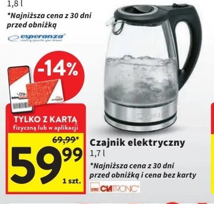 Czajnik szklany 1.7 l Clatronic promocja