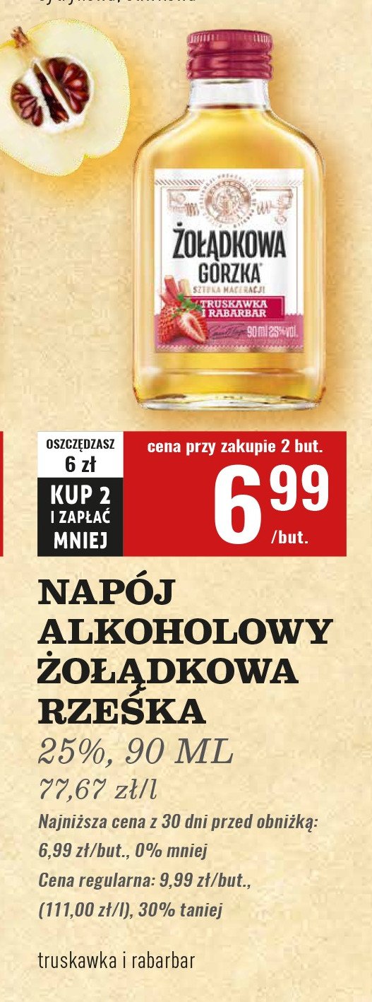 Likier Żołądkowa gorzka truskawka i rabarbar promocja w Biedronka