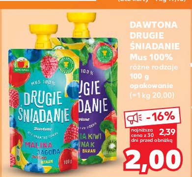 Mus malina jagoda jabłko banan Drugie śniadanie promocja