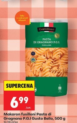 Makaron fusilloni Pasta di Gragnano P.G.I. Gusto Bello promocja w Biedronka