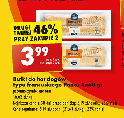 Bułki do hot dogów typu francuskiego graham Pano promocja