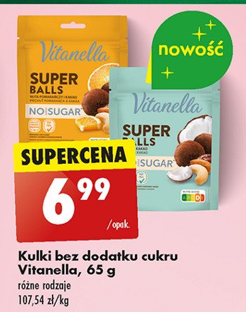 Kulki bez cukru kokos Vitanella promocja w Biedronka