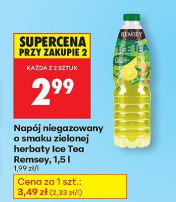 Napój niegazowany o smaku zielonej herbaty Ice Tea Remsey, 1,5 l promocja w Biedronka