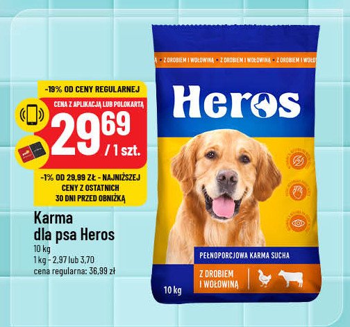 Karma dla psa z drobiem i wółowiną Heros (karmy) promocja w POLOmarket