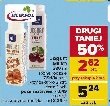Jogurt pitny słony karmel Milko promocja