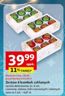 Zestaw 6 bombek szklanych ręcznie dekorowane promocja w Auchan