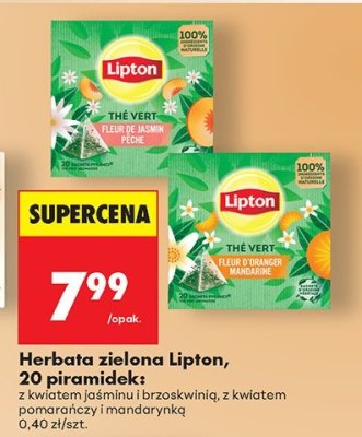 Herbata zielona 20 piramidek z kwiatem jaśminu i brzoskwinią promocja w Biedronka