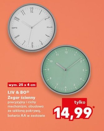 Zegar ścienny 25 cm Liv & bo promocja w Kaufland