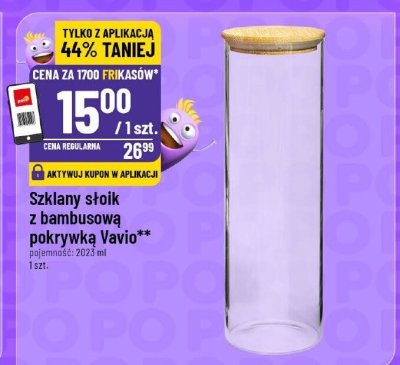 Szklany stołek z bambusową pokrywką Vavio promocja w POLOmarket