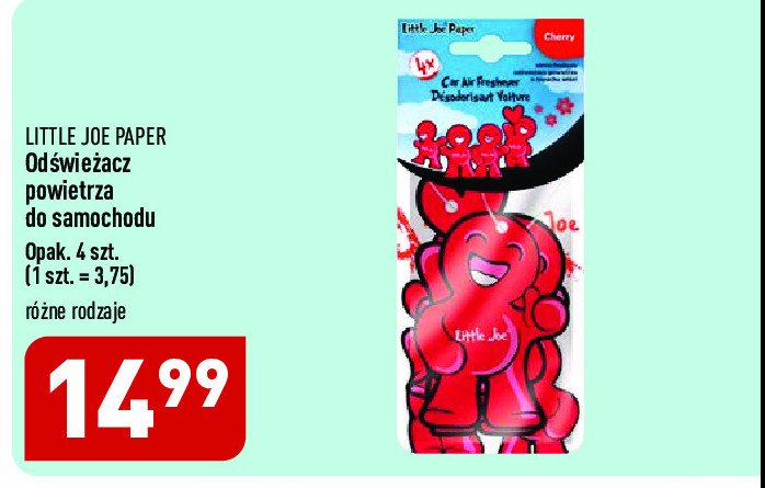 Odświeżacz do samochodu cherry Little joe paper promocja