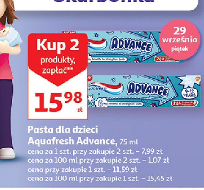 Pasta do z臋b贸w dla dzieci 9-12 lat AQUAFRESH ADVANCE promocja