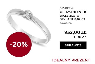Pierścionek białe złoto brylant 0,02 ct promocja w Briju