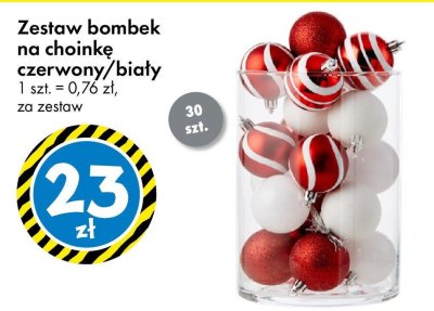 Zestaw bombek na choinkę czerwony/biały promocja w Tedi