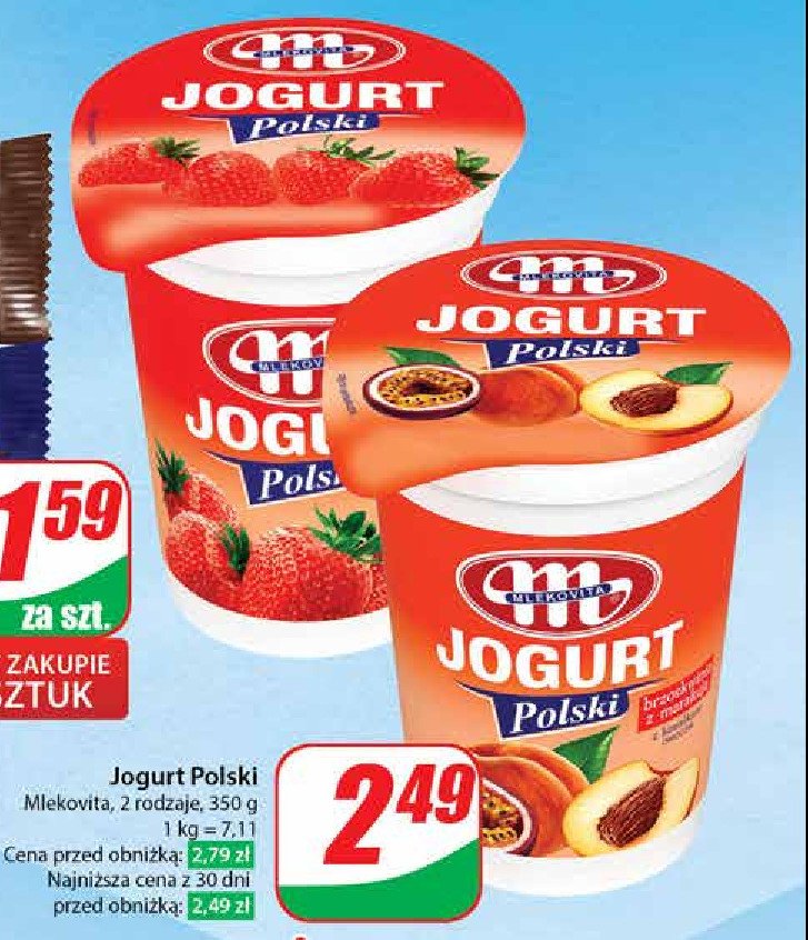 Jogurt polski brzoskwinia z marakują Mlekovita promocja