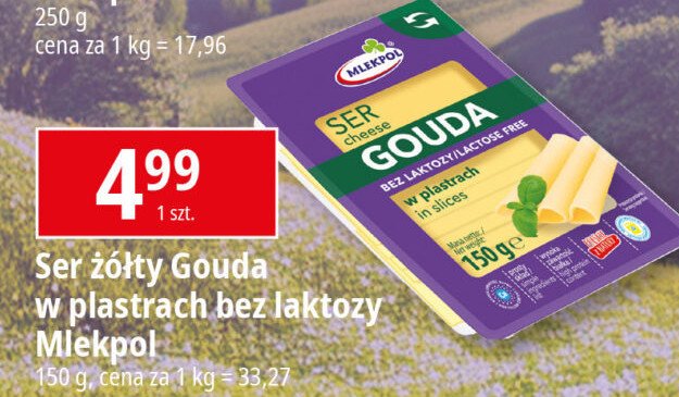 Ser gouda bez laktozy - plastry Mlekpol promocja