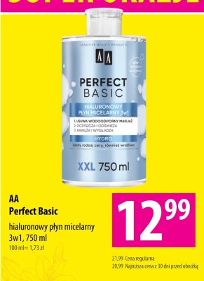 Płyn micelarny Perfect Basic hialuronowy 3w1  promocja w Hebe