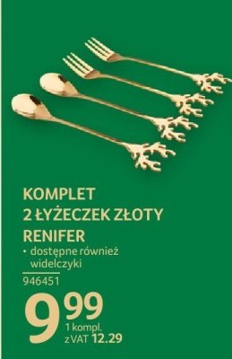 Komplet 2 łyżeczek złoty Renifer promocja w Selgros
