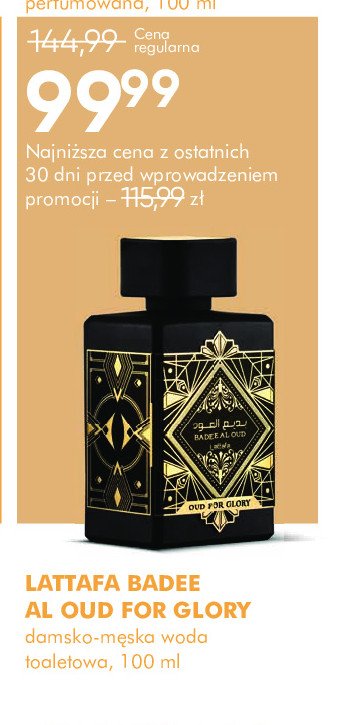 Woda perfumowana Lattafa badee al oud oud of glory promocja w Super-Pharm