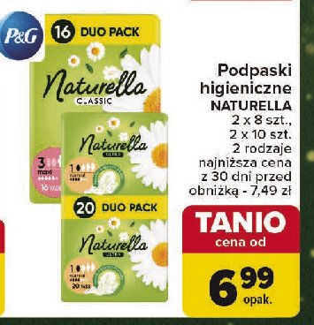 Podpaski higieniczne normal Naturella classic promocja