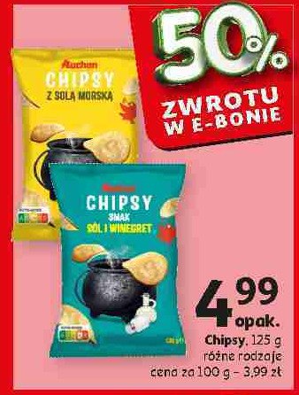 Chipsy z solą i vinegret Auchan różnorodne (logo czerwone) promocja