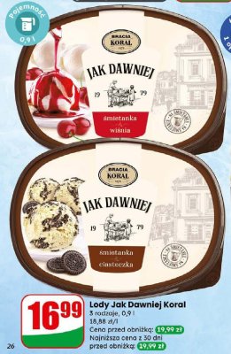 Lody Jak Dawniej śmietanka i ciasteczka promocja w Dino